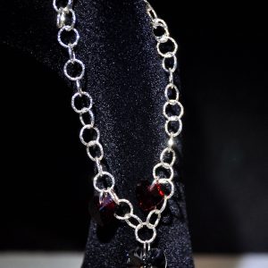 Bracciale con catena in filigrana diamantata e cristalli Swarovski