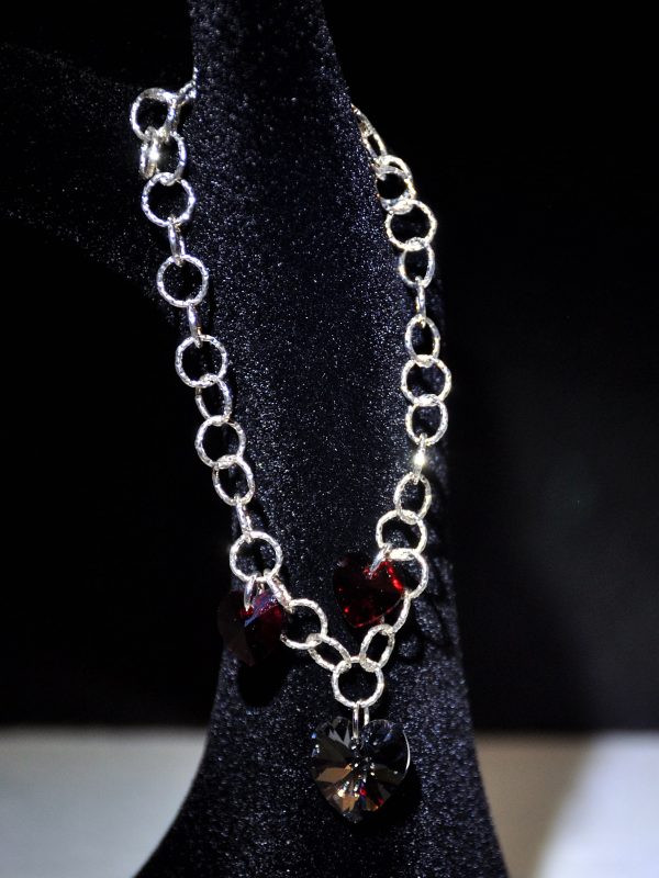 Bracciale con catena in filigrana diamantata e cristalli Swarovski