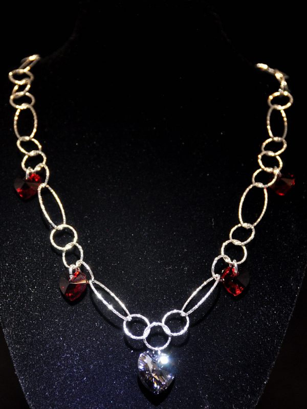 Collana con catena in filigrana diamantata e cristalli Swarovski