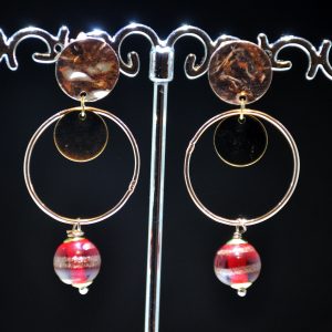 Orecchini con perline in vetro di Murano - Montatura color gold e rose gold