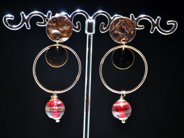 Orecchini con perline in vetro di Murano - Montatura color gold e rose gold