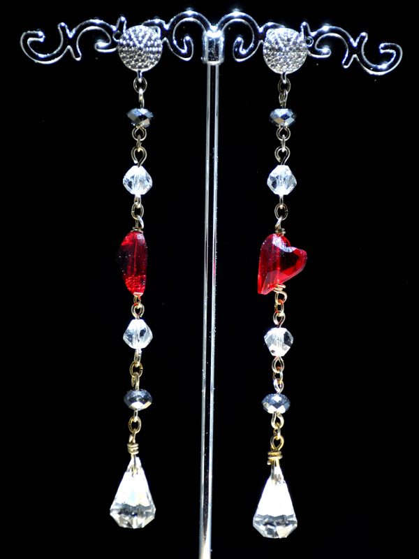 Orecchini lobo in Ag925 e strass con corpo in cristalli Swarovski