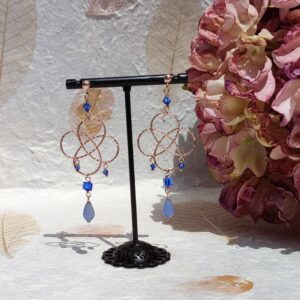 Orecchini in Ag925 rose gold con cristalli Swarovski e pietre dure