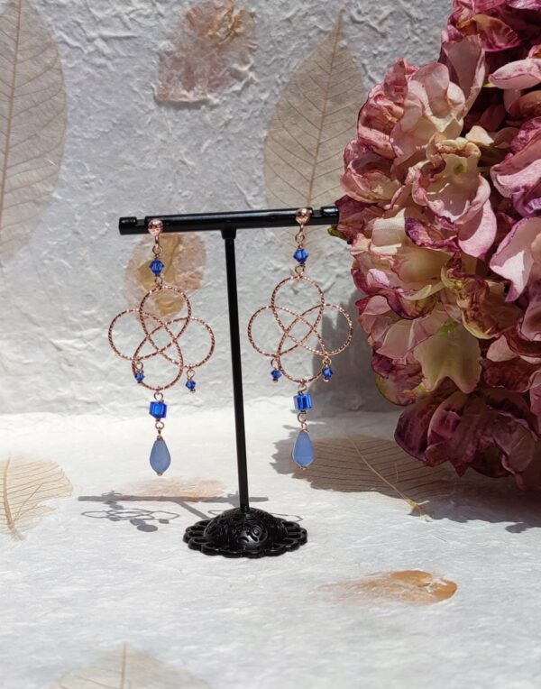 Orecchini in Ag925 rose gold con cristalli Swarovski e pietre dure
