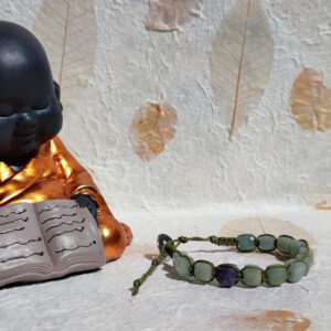 Bracciale Sambhala tibetano con pietre in Labradorite verde