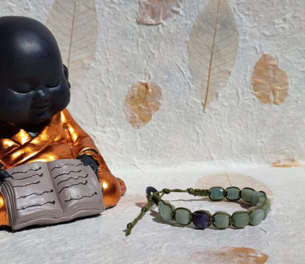 Bracciale Sambhala tibetano con pietre in Labradorite verde